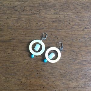 Shell, stone and sterling silver earrings.